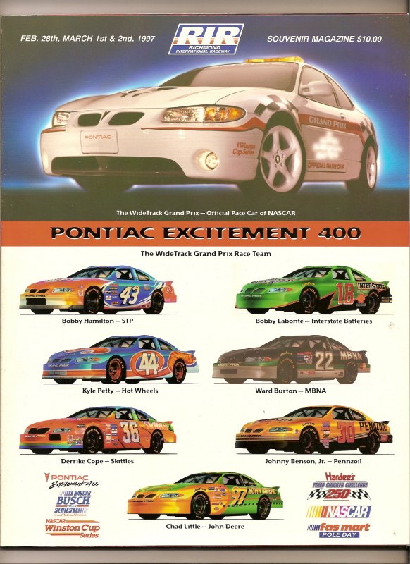 Thumbnail of 1997 Pontiac Excitement 400 Program Rusty Wallace win