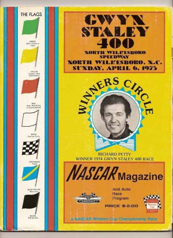 Thumbnail of 1975 Gwyn Staley 400 Race program Petty win #168 Nascar