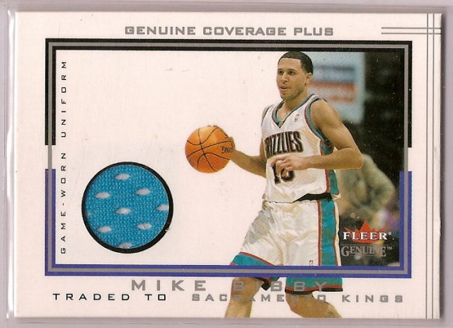 Thumbnail of 2002 Fleer Genuine Coverage Plus Mike Bibby game Used Card