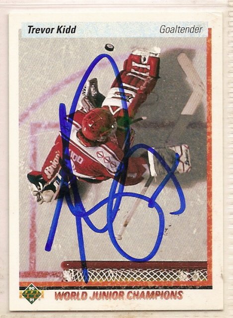 Thumbnail of trevor kidd Autographed Hockey Card Signed Flames Hurricanes