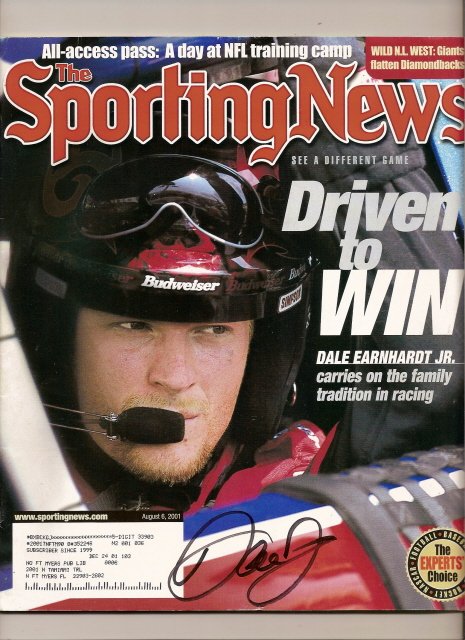 Thumbnail of dale earnhardt jr Autographed Sporting News Signed Nascar