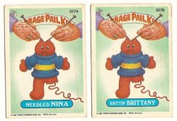 Thumbnail of GARBAGE PAIL KIDS Cards 8th SERIES 327 a & b Needled Nina Knittin Brittany
