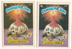 Thumbnail of GARBAGE PAIL KIDS Cards 8th SERIES 328 a & b Bright Dwight Glowing Amber