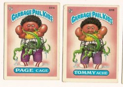 Thumbnail of GARBAGE PAIL KIDS Cards 8th SERIES 331 a & b page cage tommy ache