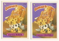 Thumbnail of GARBAGE PAIL KIDS Cards 9th SERIES 374 a & b Swiss Kris Cheesy Chandra