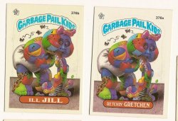 Thumbnail of GARBAGE PAIL KIDS Cards 9th SERIES 376 a & b Retchin' Gretchen Ill Jil