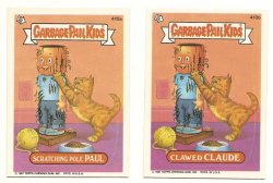 Thumbnail of GARBAGE PAIL KIDS Cards 10th SERIES 410 a & b Scratching Pole Paul Clawed Claude