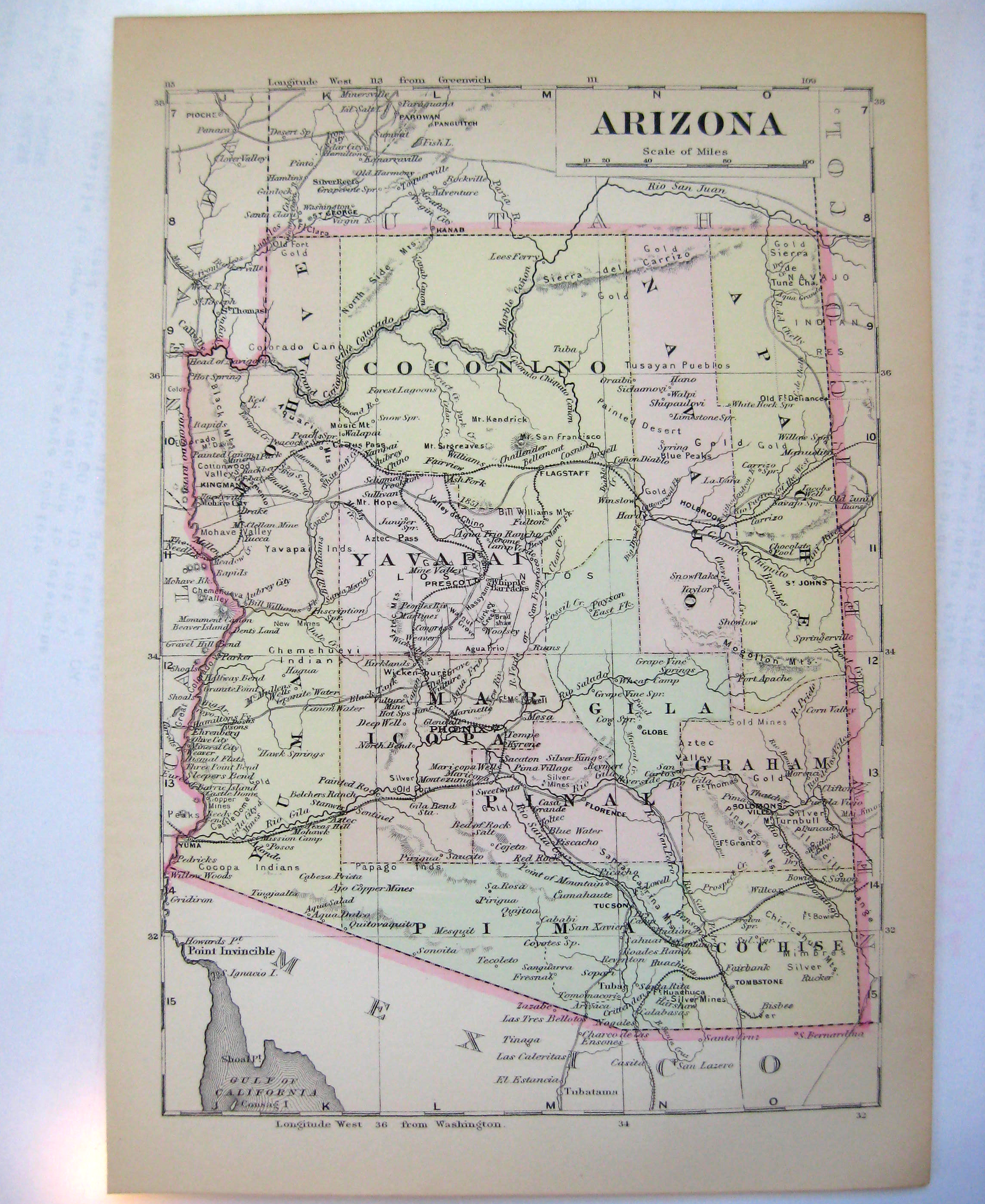 Image 0 of Johnson's Map of Arizona  -  Original (1897)