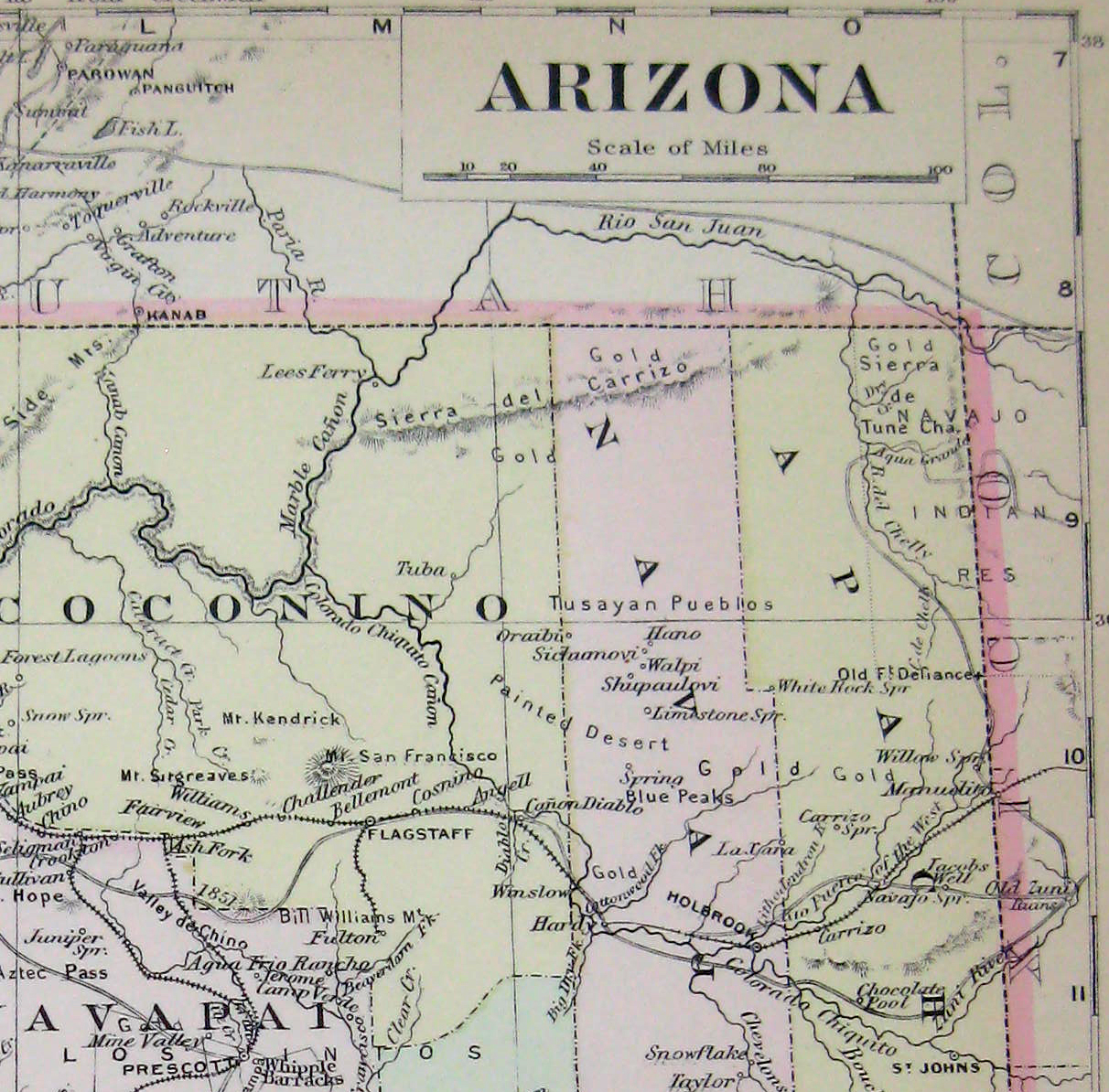 Image 2 of Johnson's Map of Arizona  -  Original (1897)