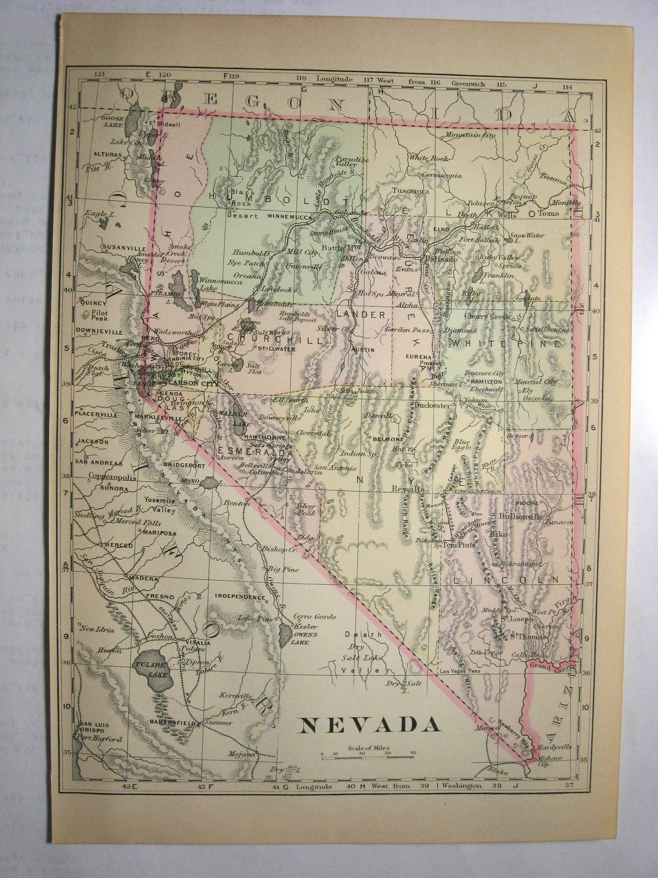 Johnson's  Map of Nevada -  Original (1897)