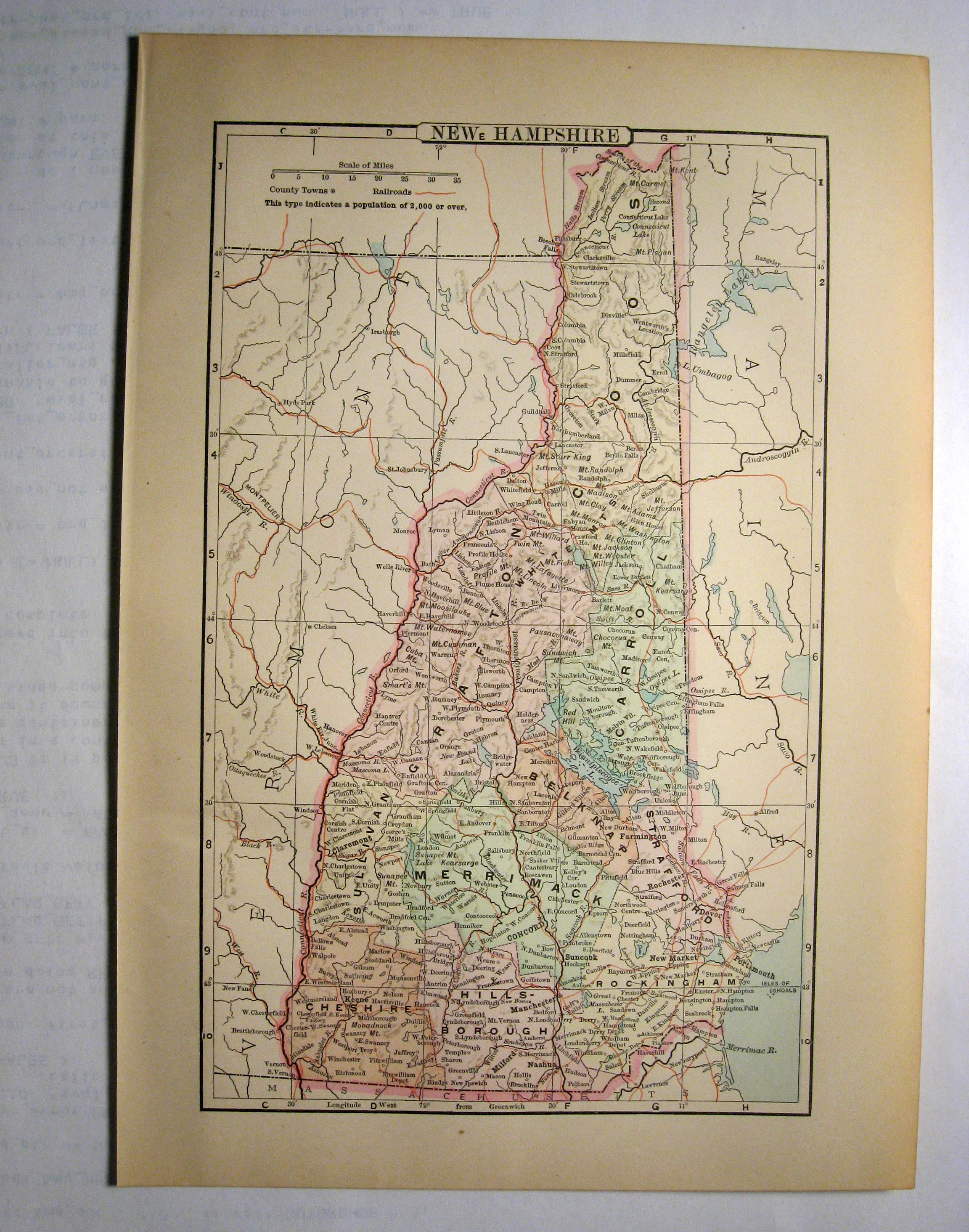 Johnson's  Map of New Hampshire -  Original (1897)