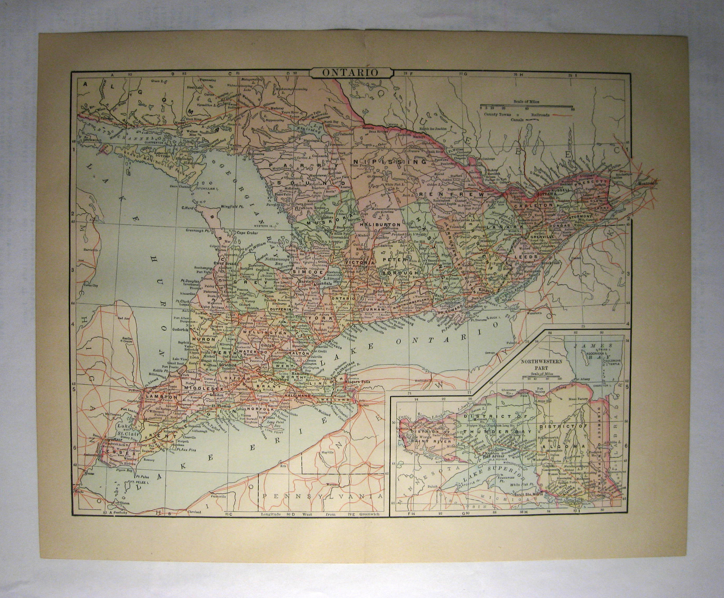 Johnson's  Map of Ontario -  Original (1897)