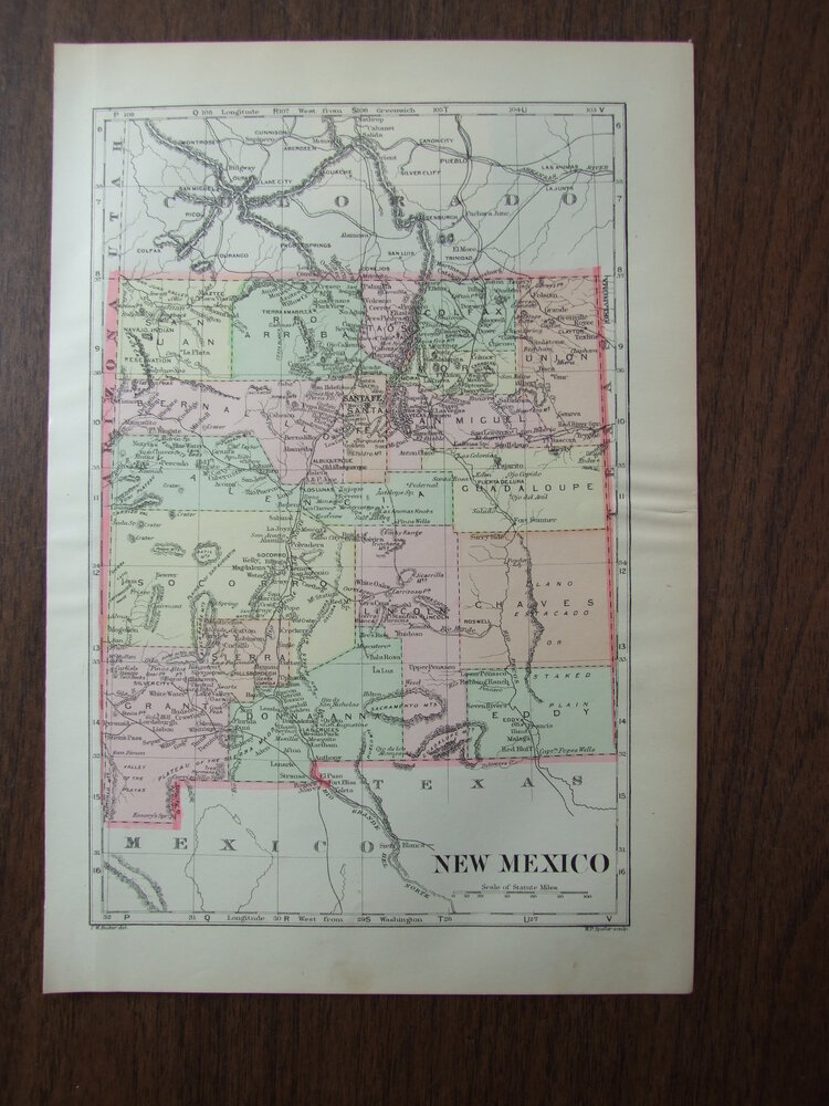 Johnson's  Map of New Mexico -  Original (1895)