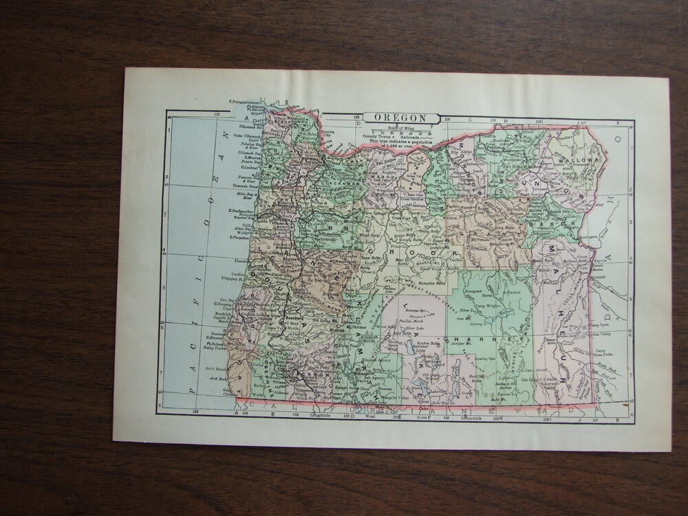 Johnson's  Map of Oregon -  Original (1895)
