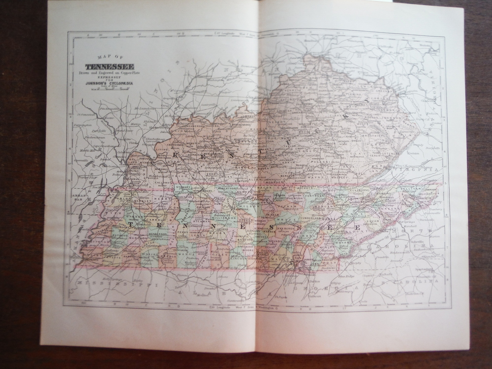 Johnson's  Map of Tennessee -  Original (1895)