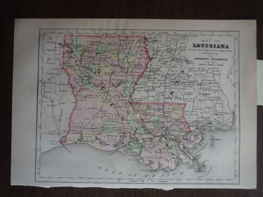 Image 0 of Johnson's  Map of Louisiana-  Original (1895)
