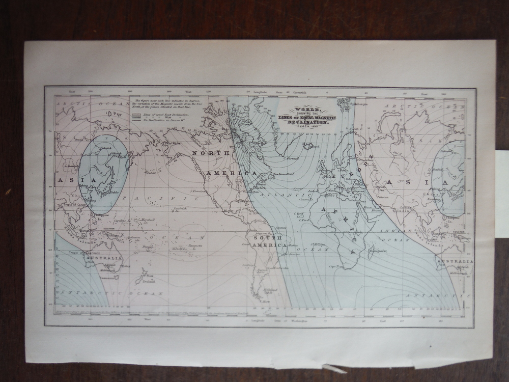 Johnson's  Map of the World Showing the Lines of Equal Magnetic Declination  - O