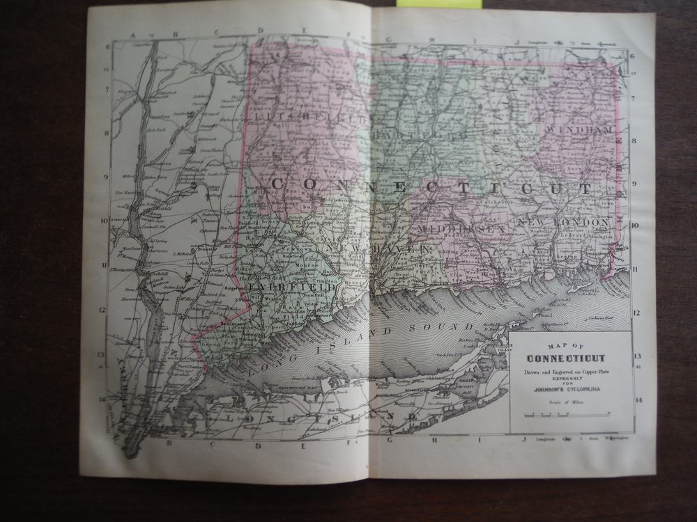 Johnson's Map of Connecticut  -  Original (1895)