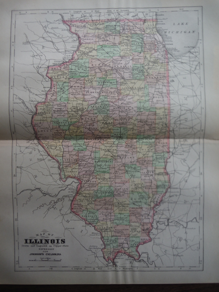 Johnson's  Map of Illinois -  Original (1895)