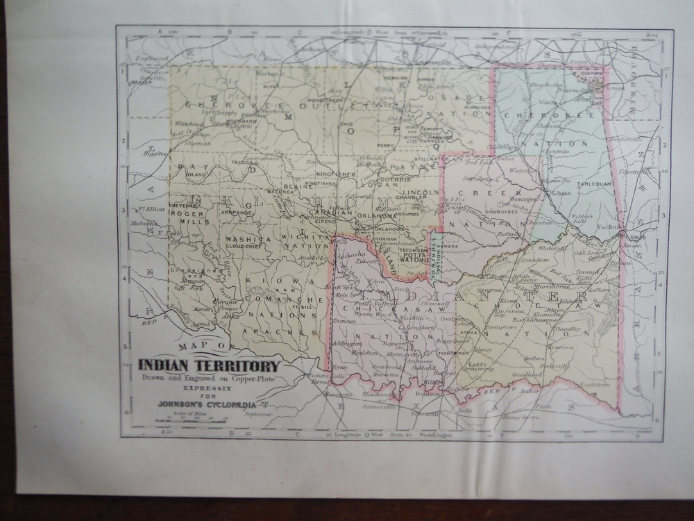 Image 0 of Johnson's  Map of Indian Territory-  Original (1895)