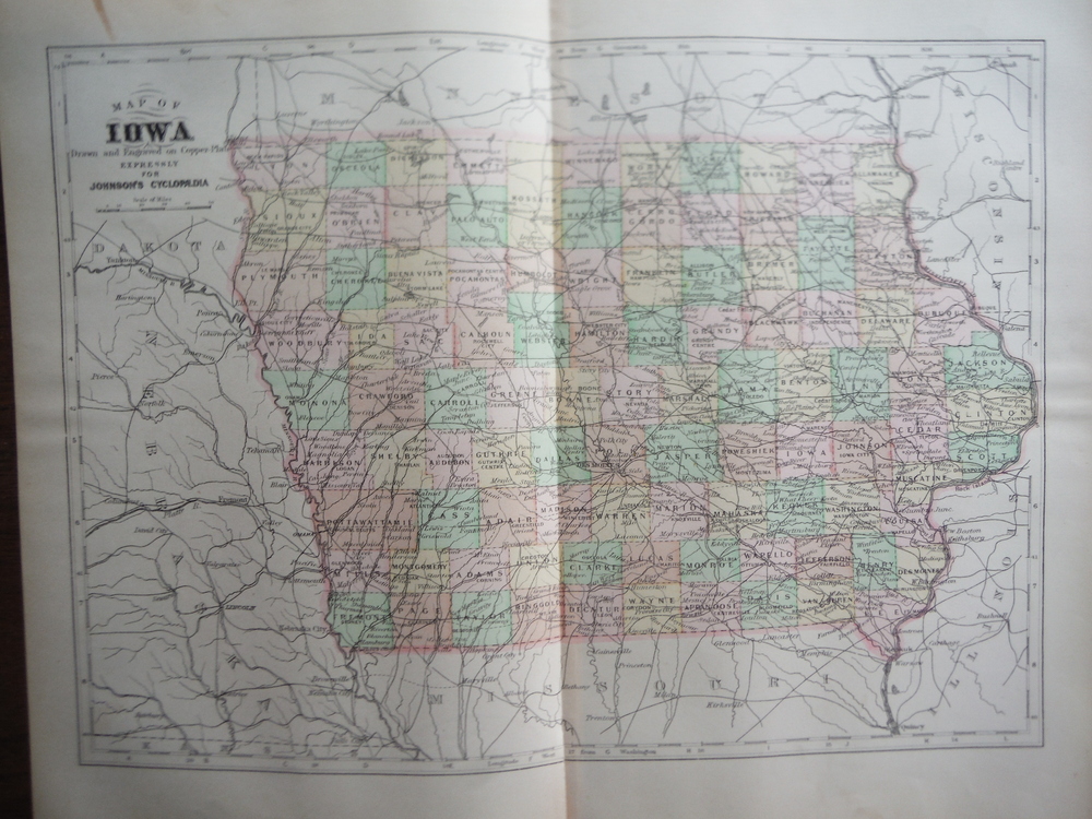 Johnson's  Map of Iowa -  Original (1895)