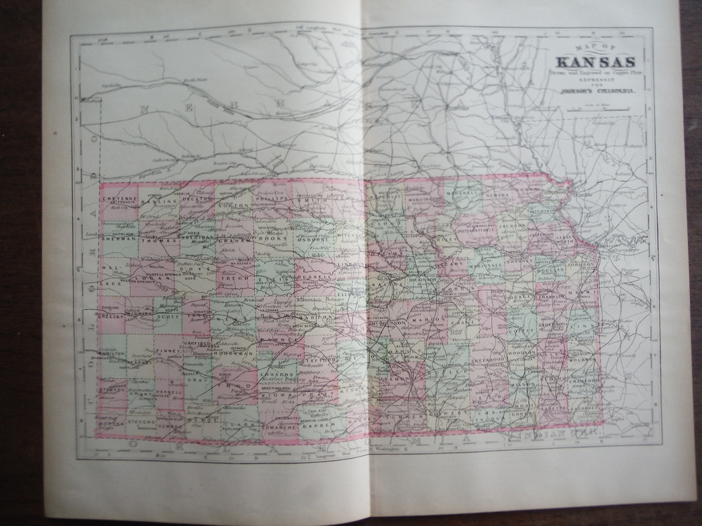 Johnson's  Map of Kansas -  Original (1895)