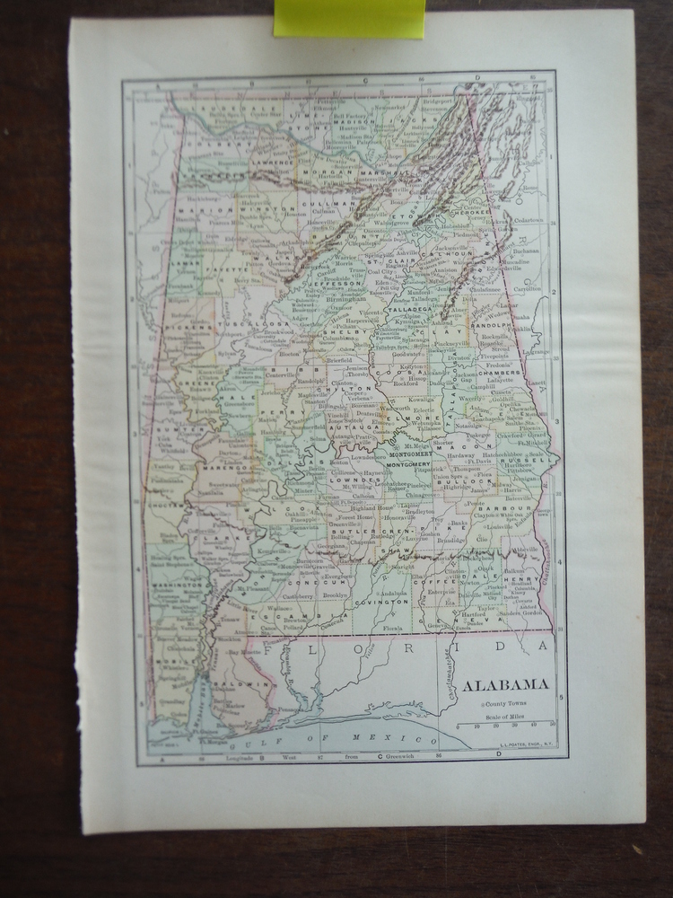 Universal Cyclopaedia and Atlas Map of Alabama -  Original (1902)