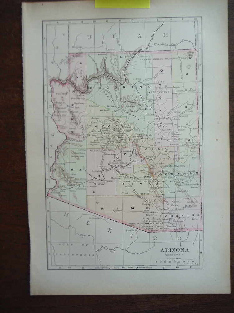 Image 0 of Universal Cyclopaedia and Atlas Map of Arizona -  Original (1902)