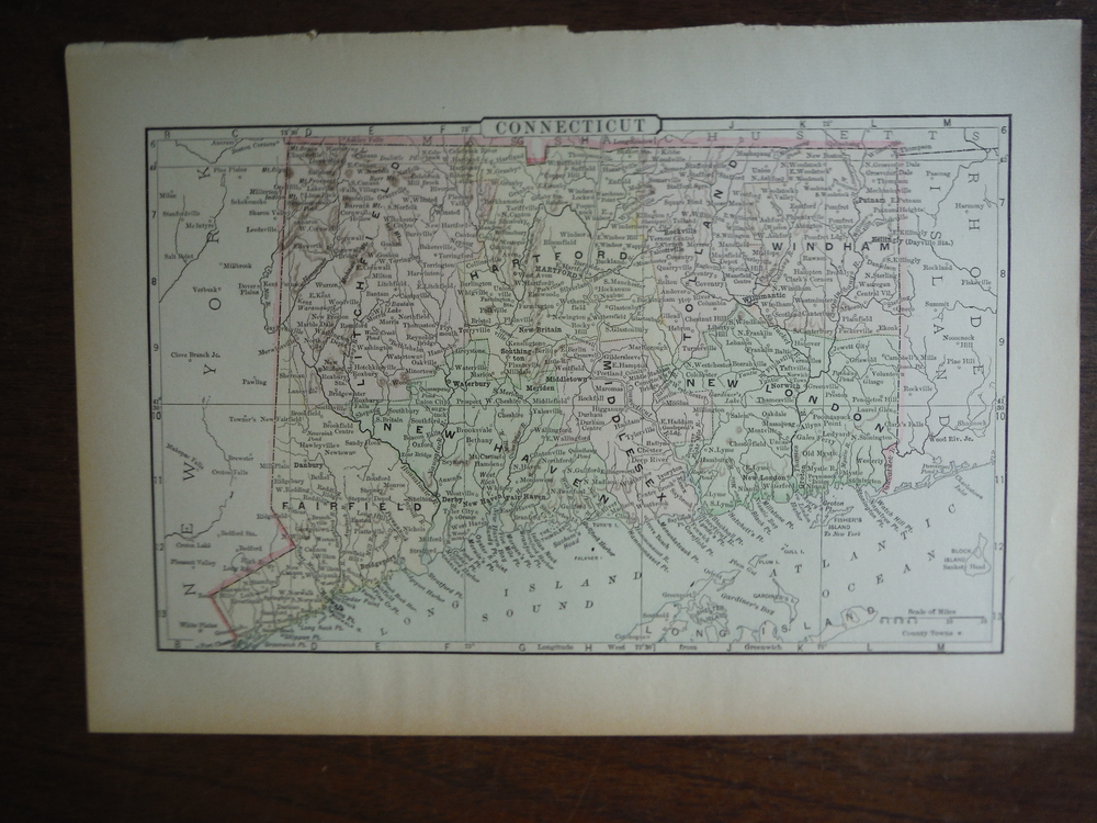 Universal Cyclopaedia and Atlas Map of Connecticut -  Original (1902)