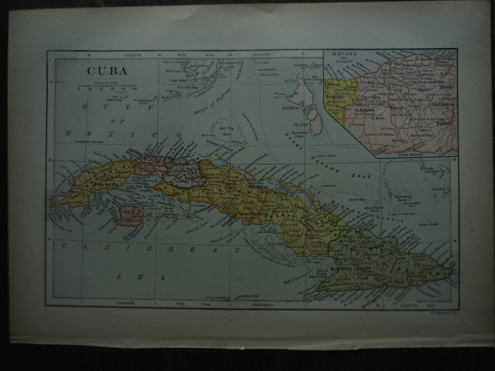 Universal Cyclopaedia and Atlas Map of Cuba -  Original (1902)
