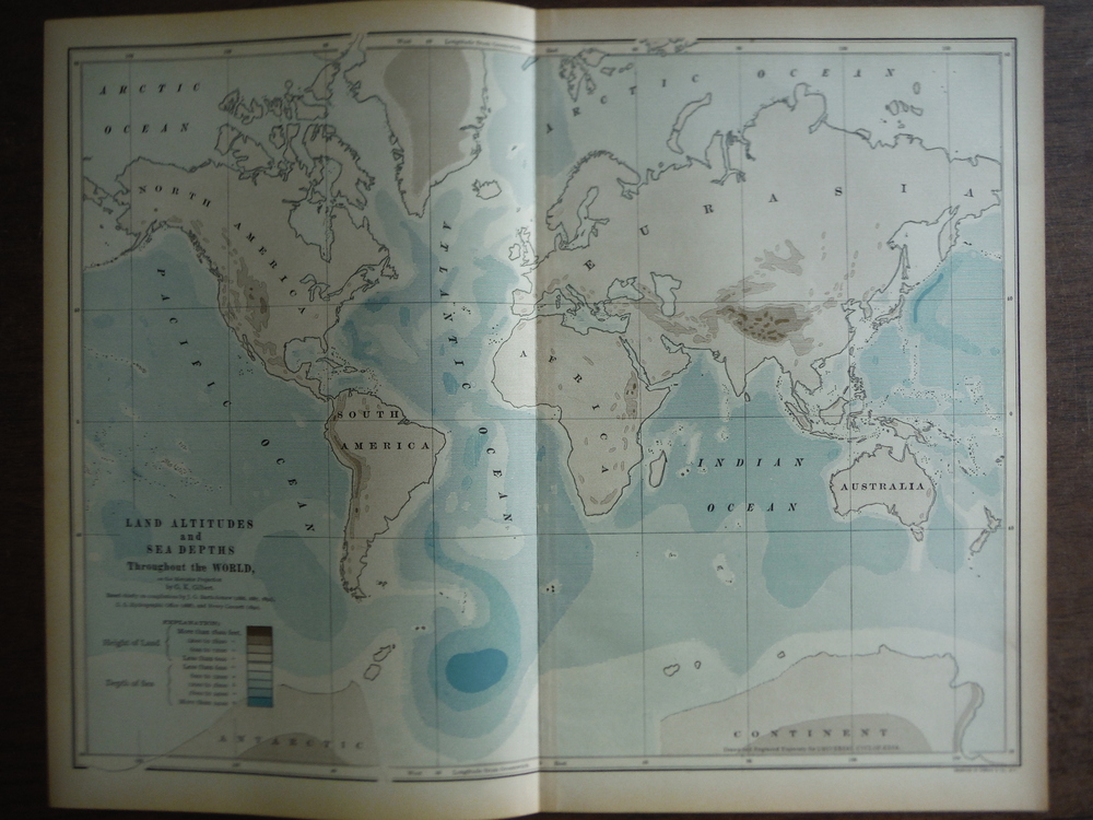 Universal Cyclopaedia and Atlas Map  of Land Altitudes and Sea Depths Throughout
