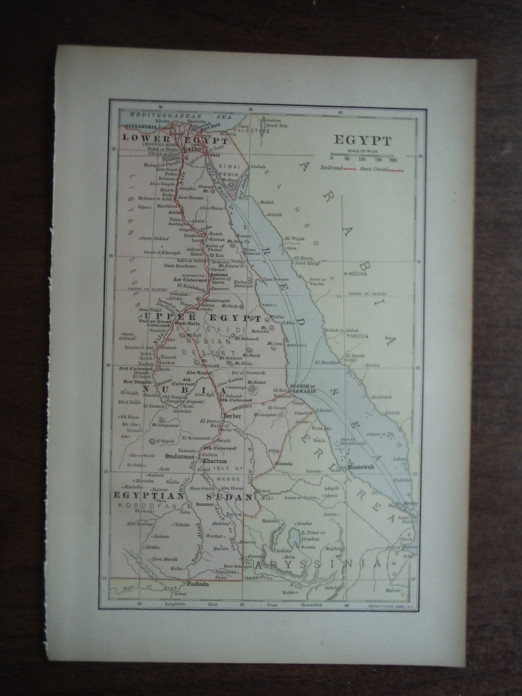 Universal Cyclopaedia and Atlas Map of Egypt -  Original (1902)