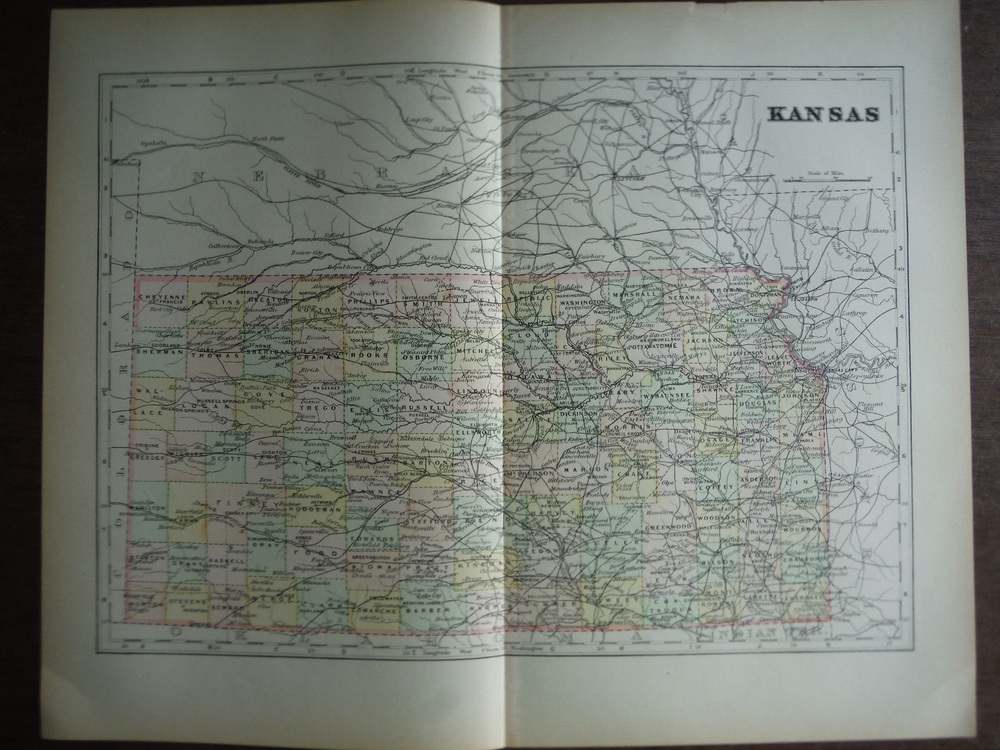 Universal Cyclopaedia and Atlas Map of Kansas -  Original (1902)