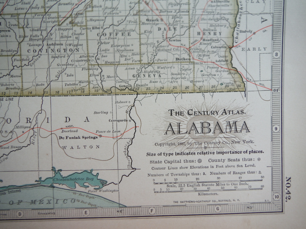 Image 1 of The Century Atlas  Map of Alabama (1897)