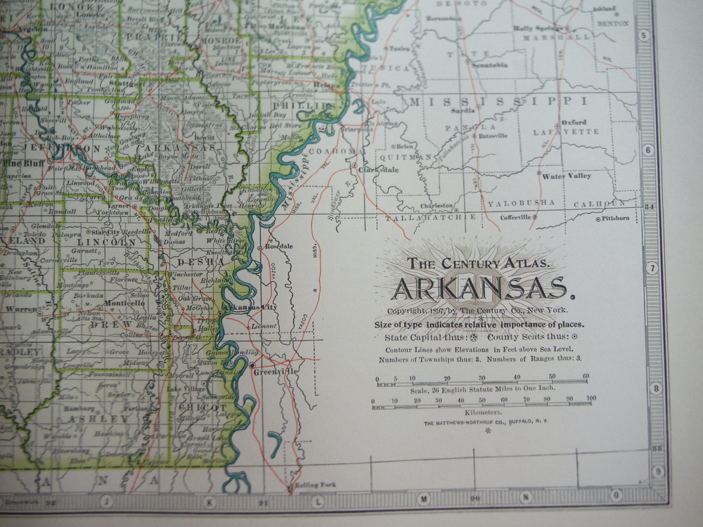 Image 1 of The Century Atlas  Map of Arkansas (1897)