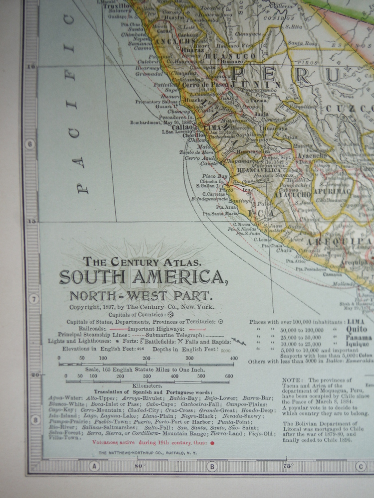 Image 1 of The Century Atlas  Map of  South America, Northwest Part (1897)