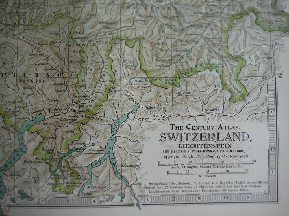 Image 1 of The Century Atlas  Map of Switzerland and Liechtenstein(1897)