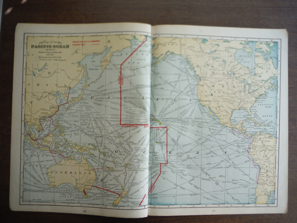 Image 0 of Cram's Map of the Pacific Ocean Showing Distances between Principal Points and t