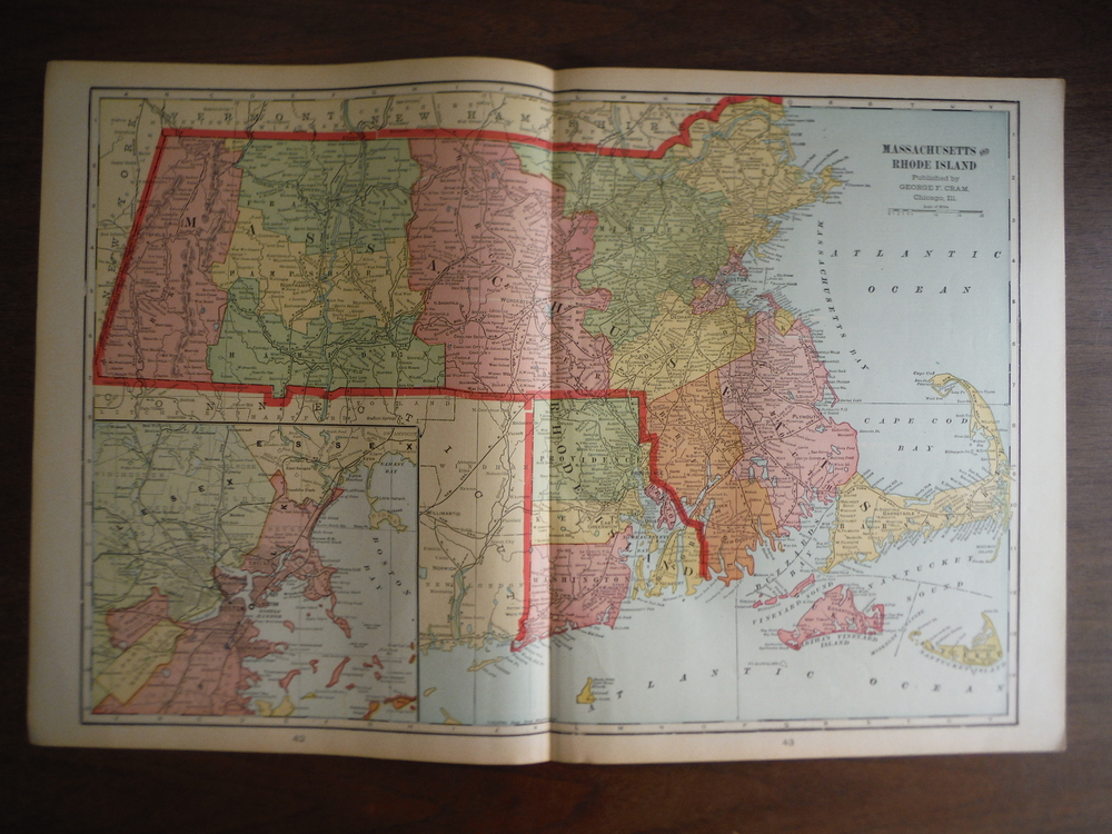 Image 0 of Cram's Map of Massachusetts and  Rhode Island (1901)