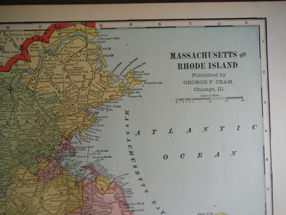 Image 1 of Cram's Map of Massachusetts and  Rhode Island (1901)