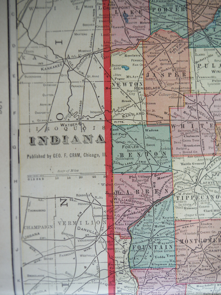 Image 1 of Cram's Map of Indiana (1901)
