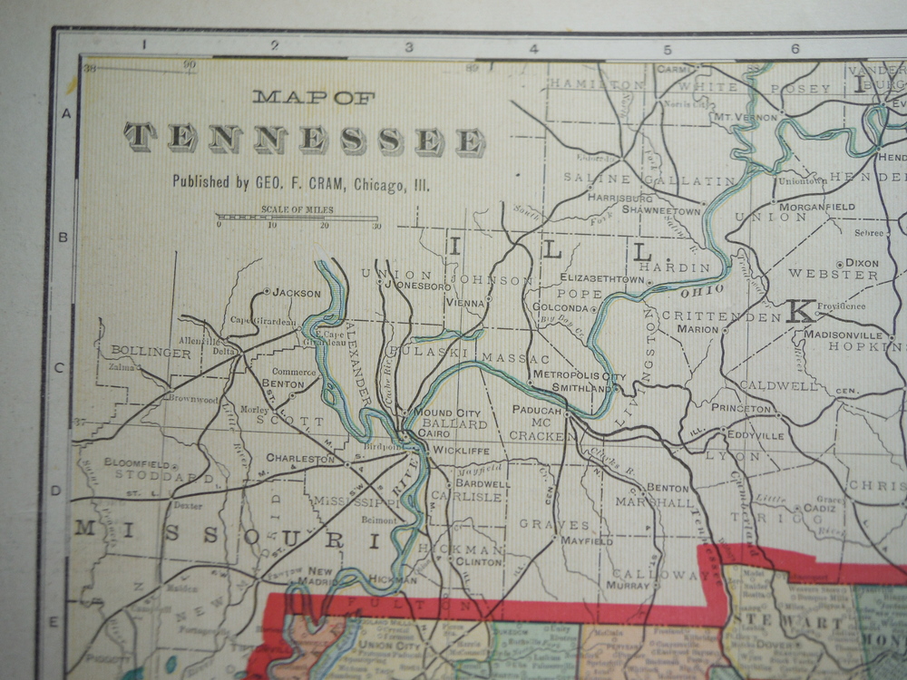 Image 1 of Cram's Map of Tennessee (1901)