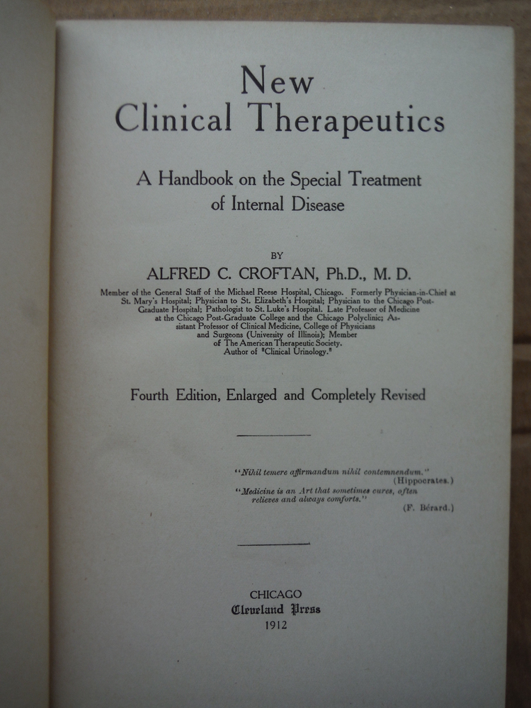 Image 1 of New Clinical Therapeutics A Handbook on the Special Treatment of Internal Diseas