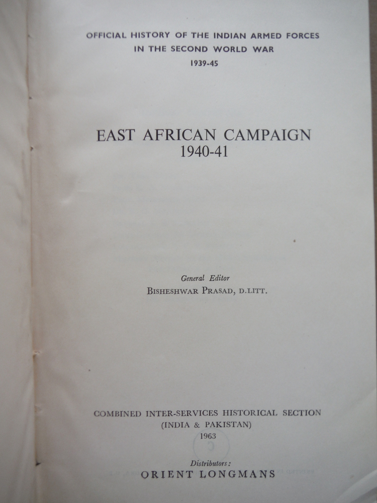 Image 1 of East African Campaign 1940-41. Official History of the Indian Armed Forces in th