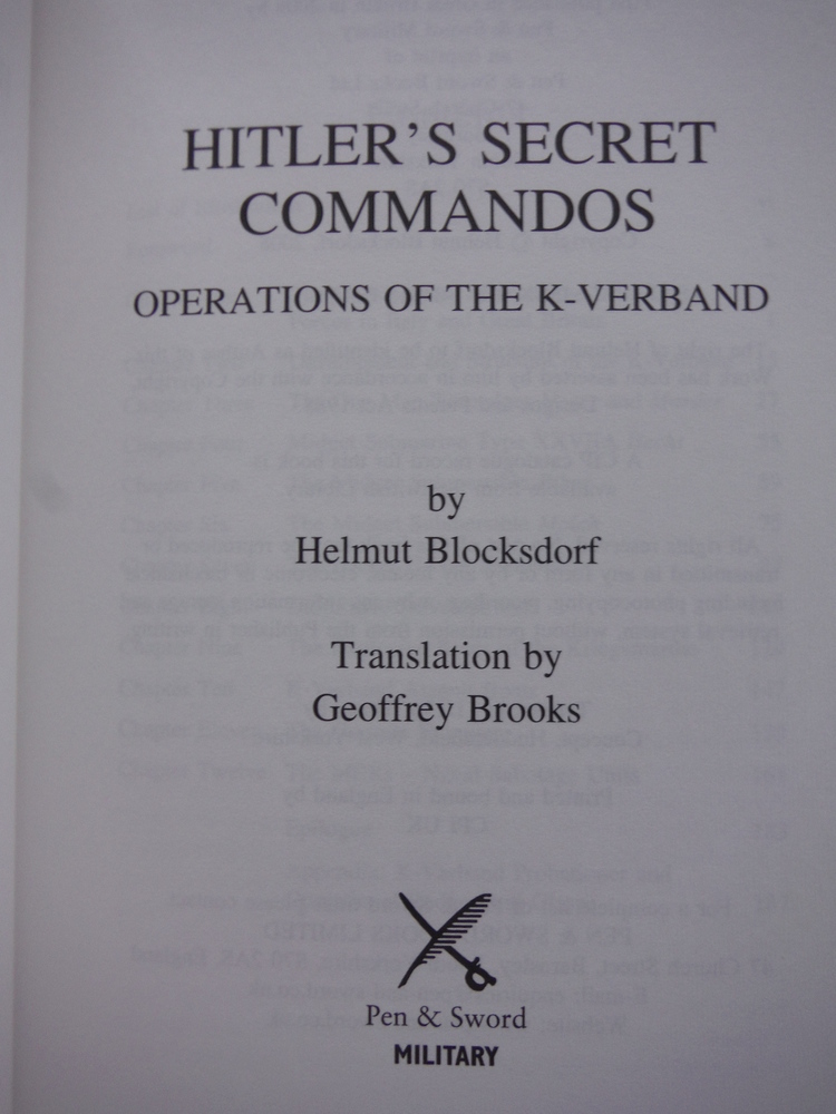 Image 1 of Hitler's Secret Commandos: Operations of the K-Verband