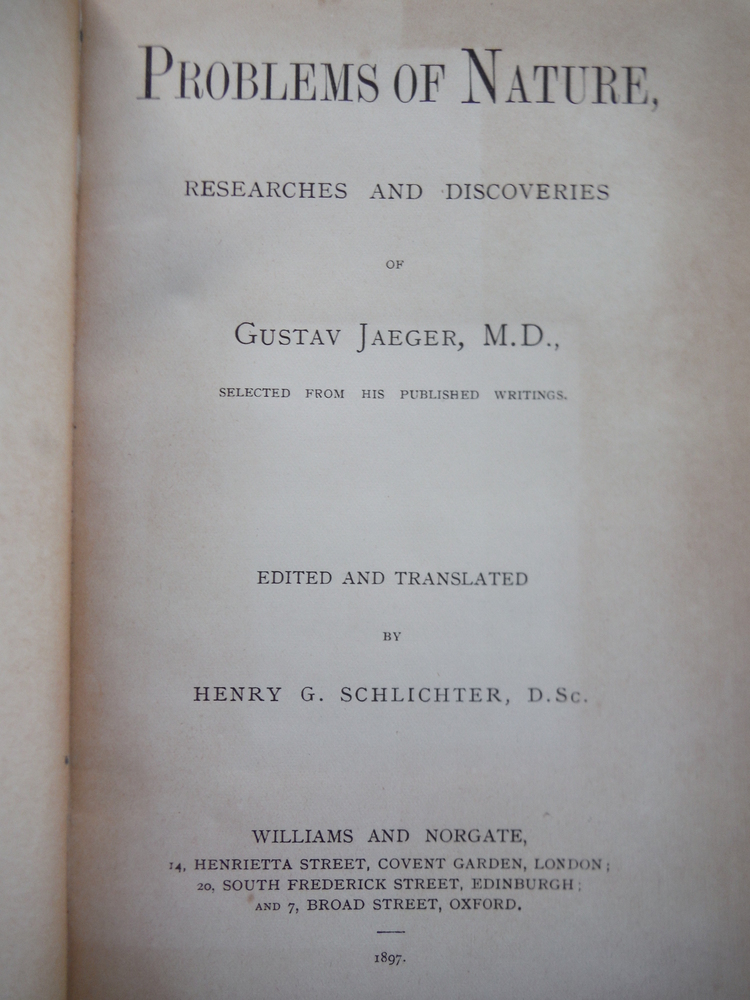 Image 1 of Problems of Nature, Researches and Discoveries of Gustav Jaeger Selected from Hi