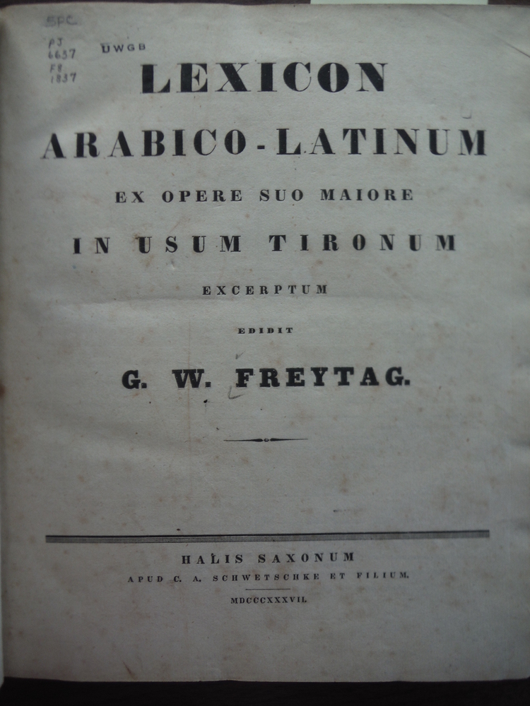Image 1 of Lexicon Arabico-Latinum Ex Opere Suo Maiore in Usum Tironum Excerptum 