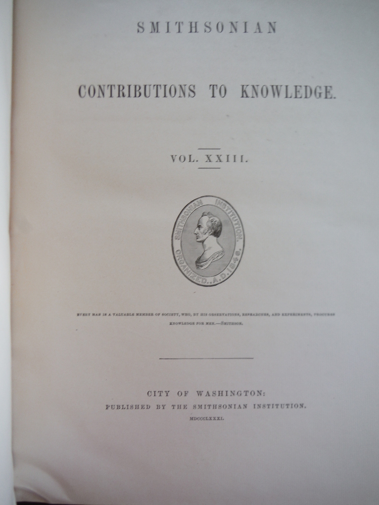 Image 1 of Smithsonian Contributions to Knowledge. Vol. XXIII  (1881)