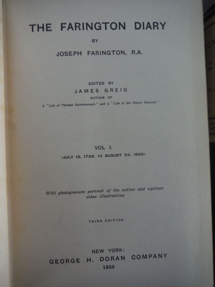 Image 2 of THE DIARY OF JOSEPH FARINGTON Volume I [&] Volume II