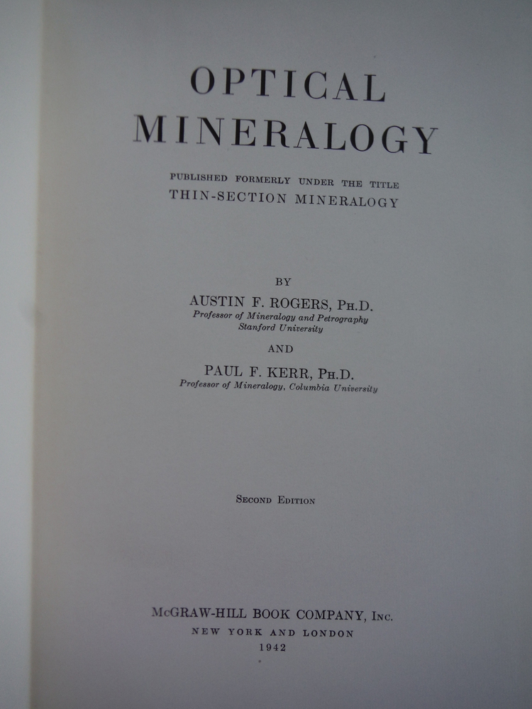 Image 1 of Optical Mineralogy Published Formerly Under the Title Thin-Section Mineralogy
